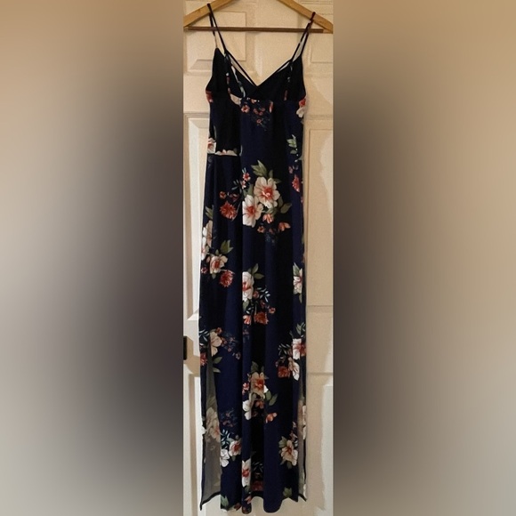 Fortune + Ivy Floral Double Slit Crossback Sleeveless V-Neck Maxi Dress - Picture 4 of 9